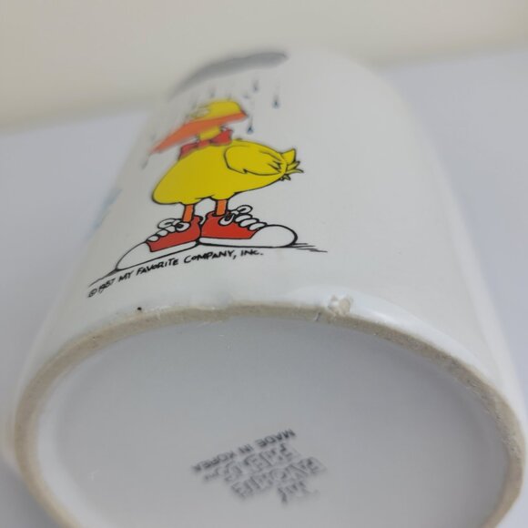 Vintage My Favorite Friends Mug, Duck rain weather Get Well coffee cup 1987 80s - Picture 12 of 16